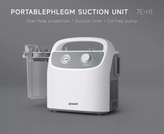 Yuwell 7EG1 Taşınabilir Aspiratör Cihazı Şarjlı Bataryalı 27Ldk Yüksek Çekim Gücü